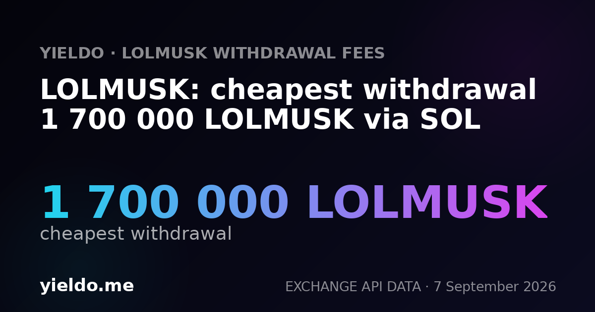 LOLMUSK: cheapest withdrawal 1 700 000 LOLMUSK via SOL