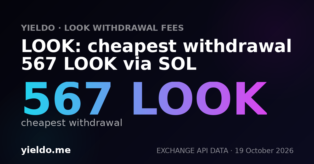 LOOK: cheapest withdrawal 567 LOOK via SOL