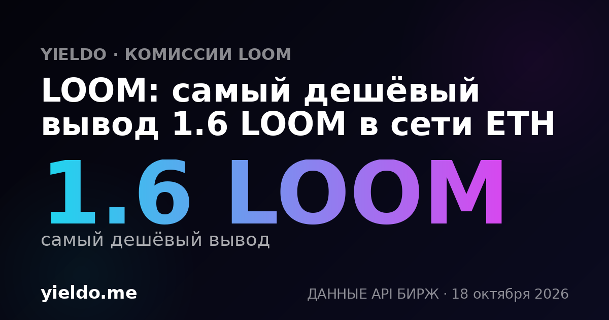 LOOM: самый дешёвый вывод 1.6 LOOM в сети ETH
