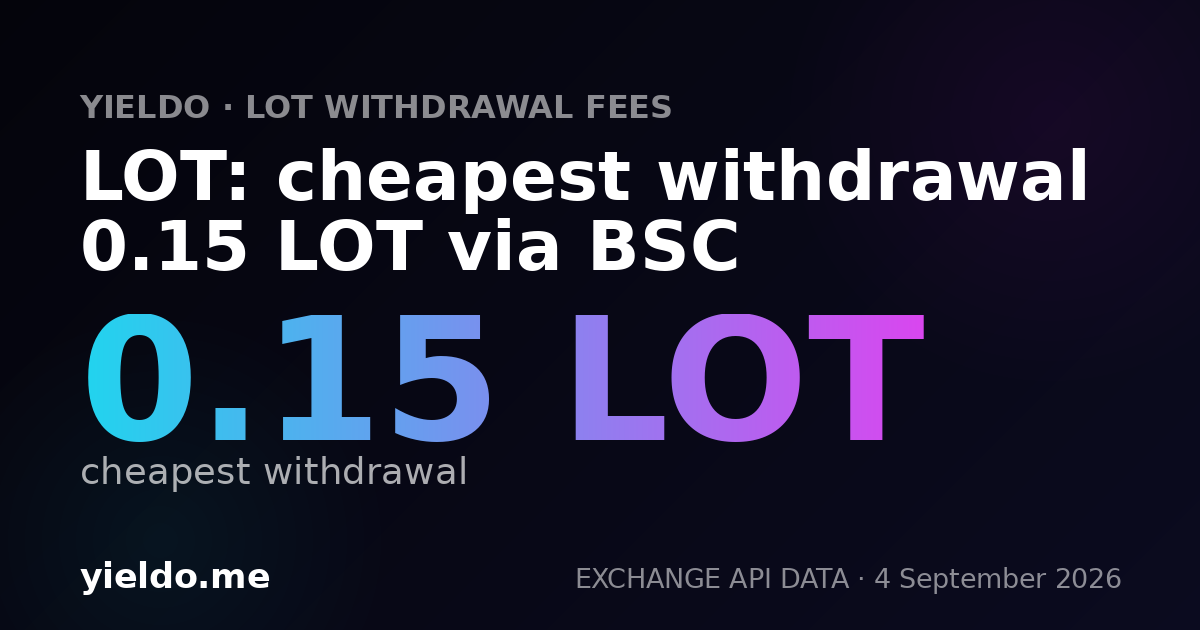 LOT: cheapest withdrawal 0.15 LOT via BSC