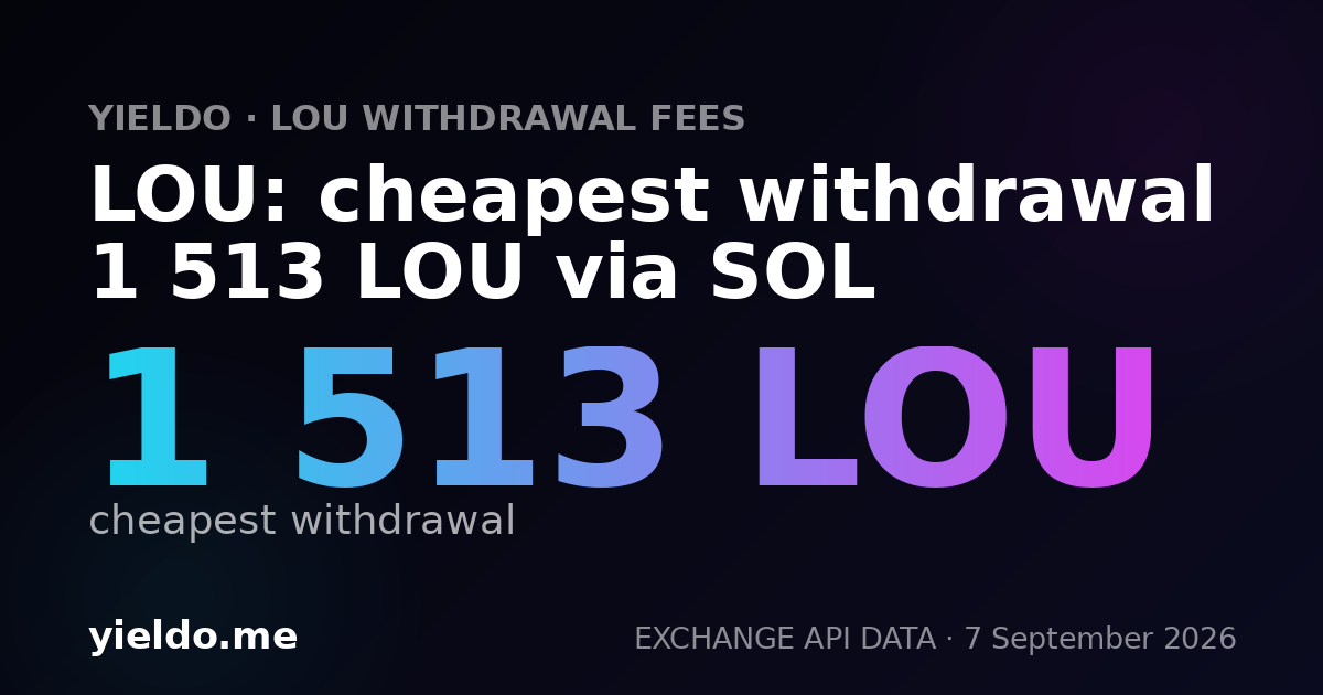 LOU: cheapest withdrawal 1 513 LOU via SOL