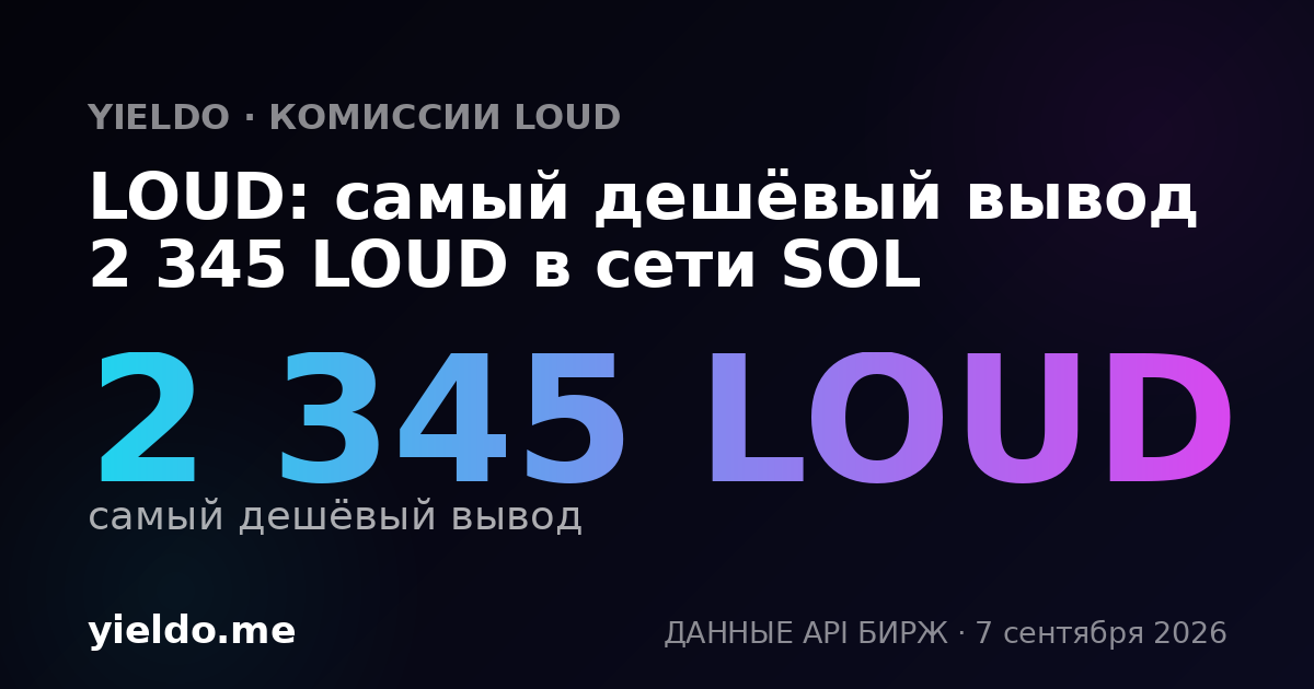 LOUD: самый дешёвый вывод 2 345 LOUD в сети SOL