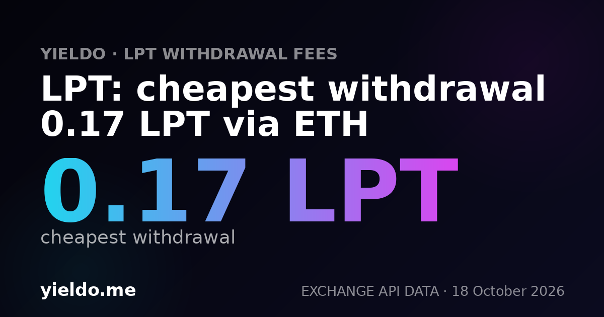 LPT: cheapest withdrawal 0.16 LPT via ETH