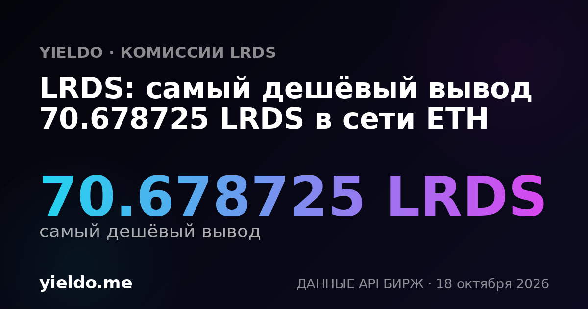 LRDS: самый дешёвый вывод 70.678725 LRDS в сети ETH