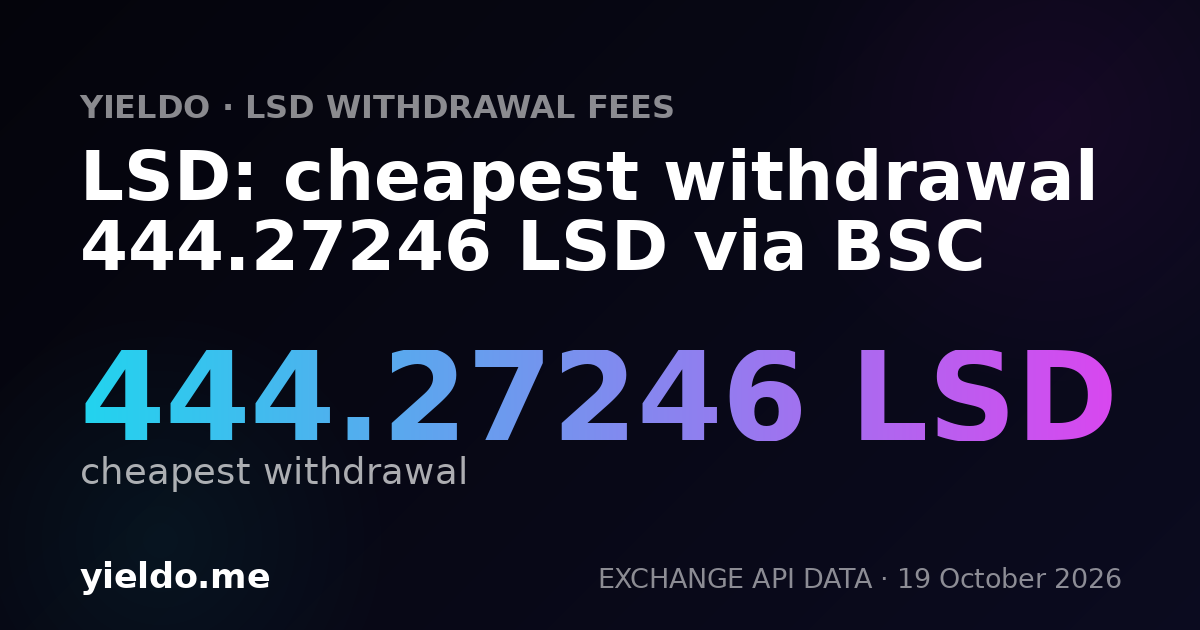 LSD: cheapest withdrawal 444.27246 LSD via BSC