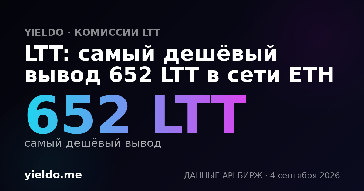 LTT: самый дешёвый вывод 652 LTT в сети ETH