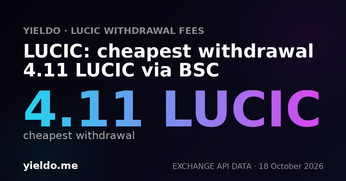 LUCIC: cheapest withdrawal 4.11 LUCIC via BSC