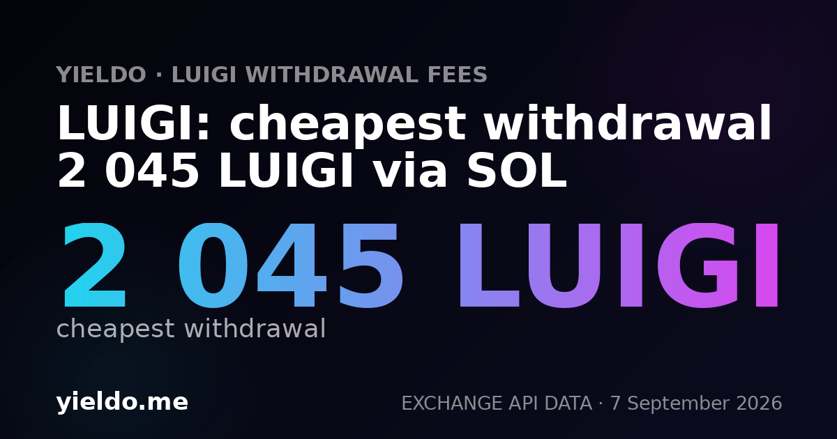 LUIGI: cheapest withdrawal 2 045 LUIGI via SOL
