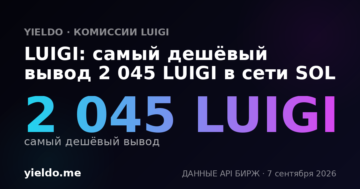 LUIGI: самый дешёвый вывод 2 045 LUIGI в сети SOL