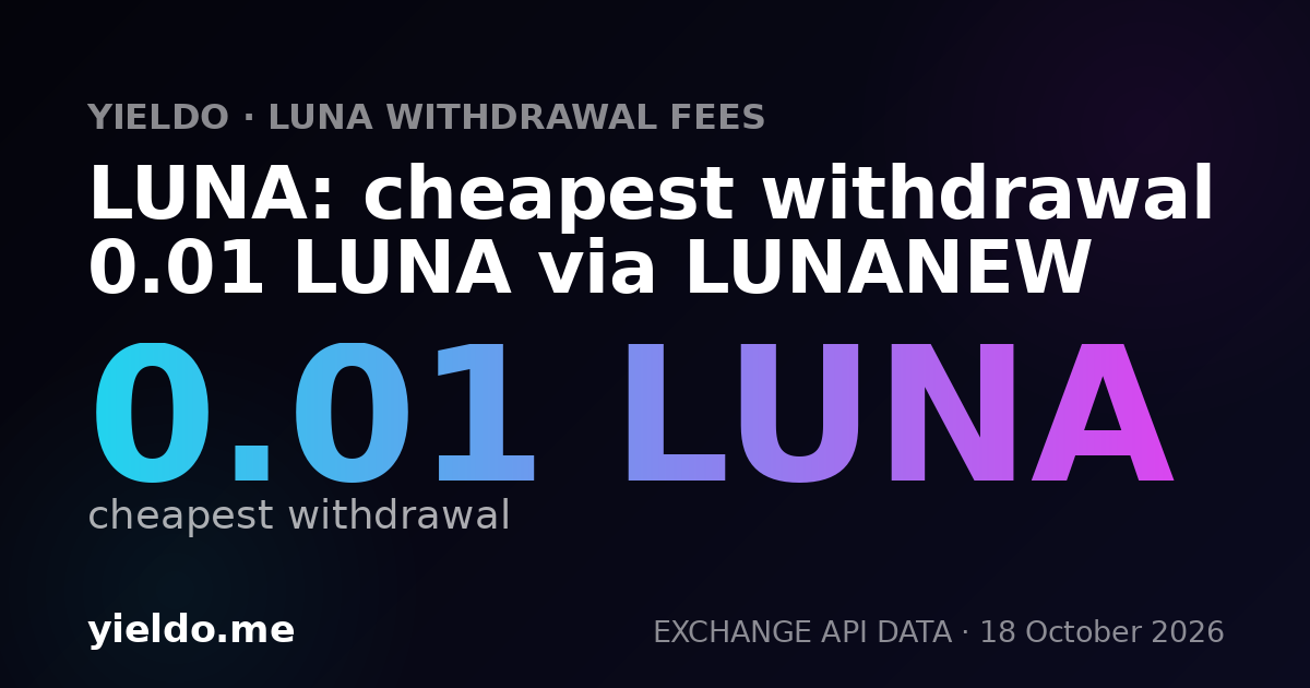 LUNA: cheapest withdrawal 0.01 LUNA via LUNANEW