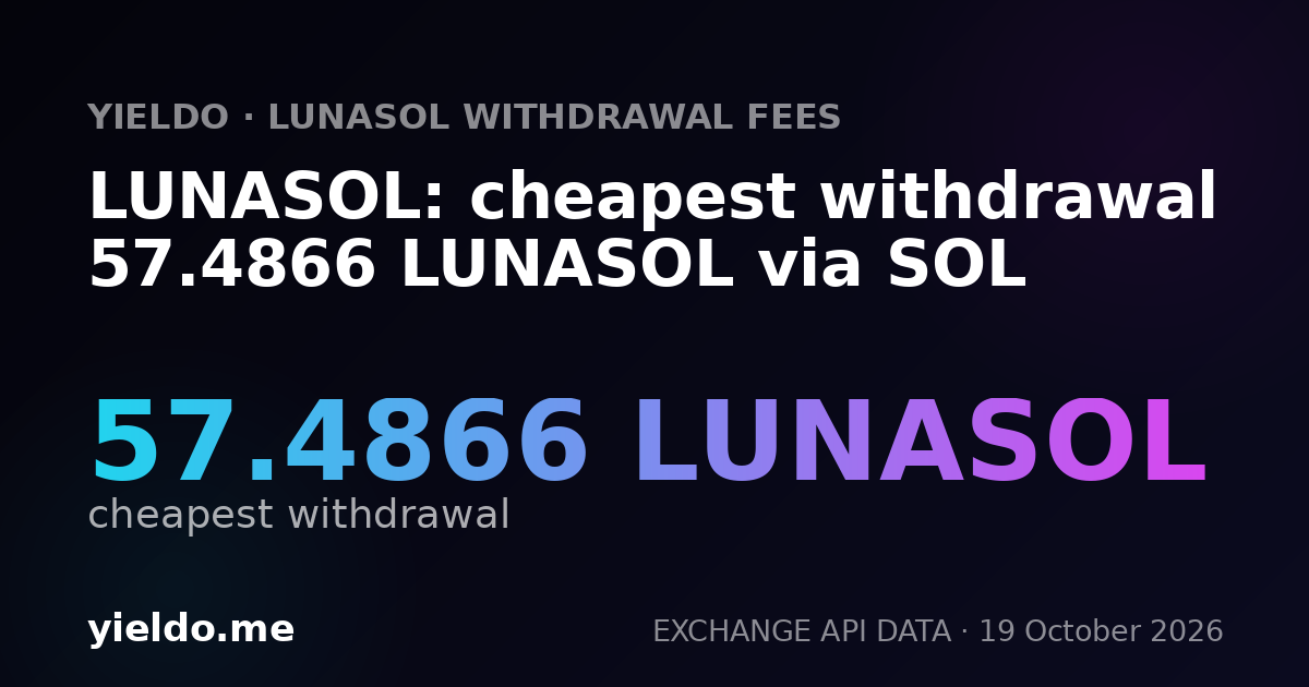 LUNASOL: cheapest withdrawal 57.4866 LUNASOL via SOL