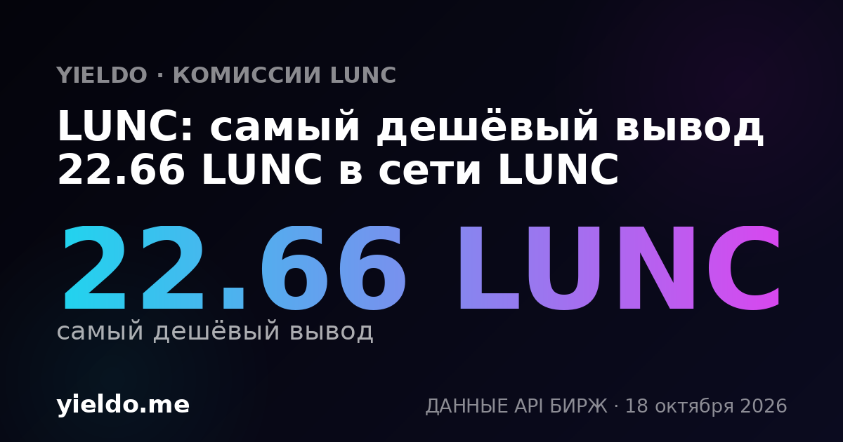 LUNC: самый дешёвый вывод 22.66 LUNC в сети LUNC