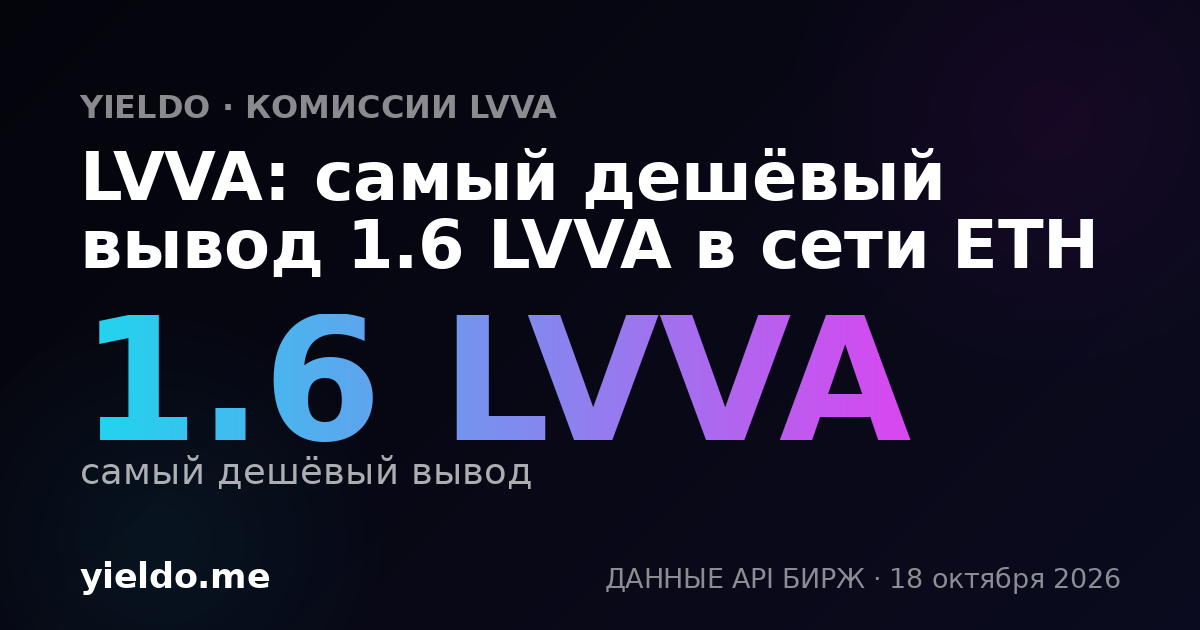 LVVA: самый дешёвый вывод 1.6 LVVA в сети ETH