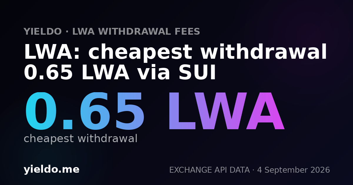 LWA: cheapest withdrawal 0.65 LWA via SUI