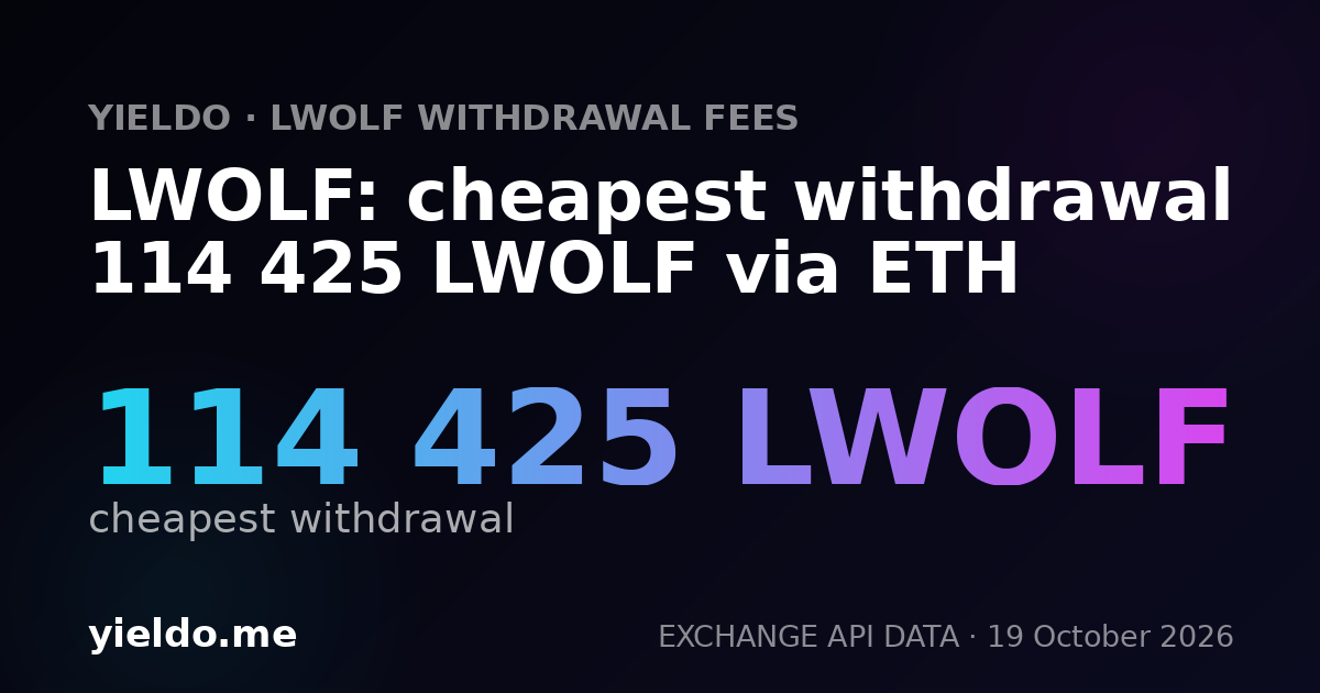 LWOLF: cheapest withdrawal 114 425 LWOLF via ETH