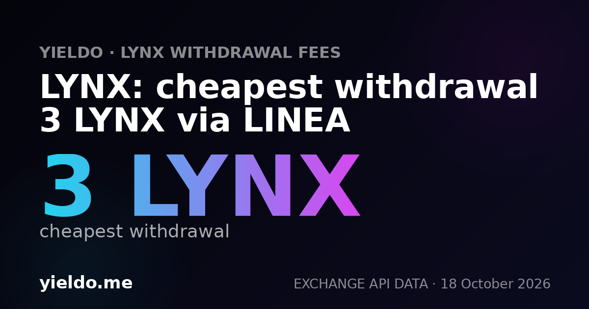 LYNX: cheapest withdrawal 3 LYNX via LINEA