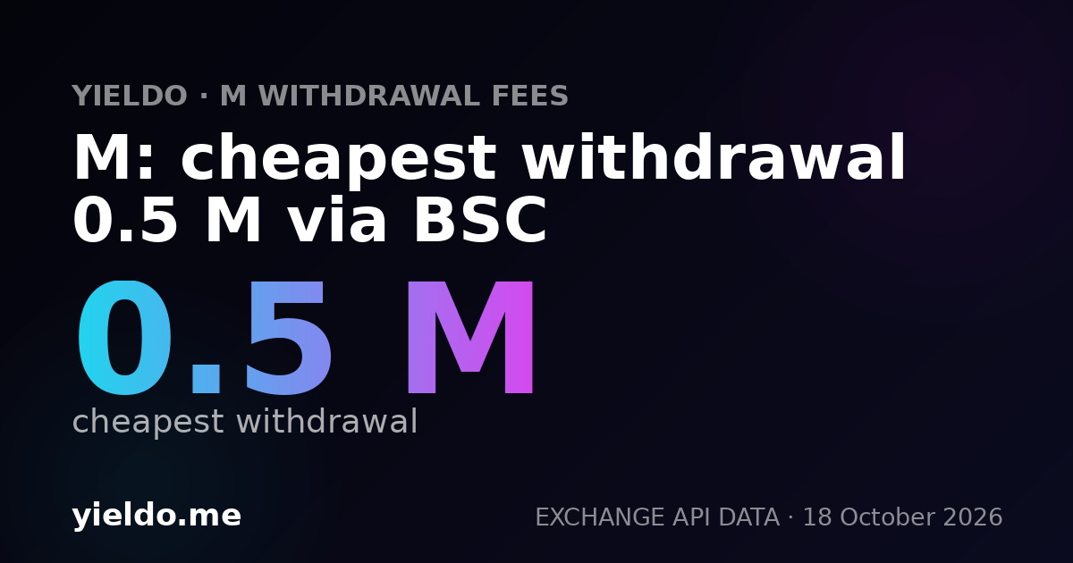 M: cheapest withdrawal 0.5 M via BSC