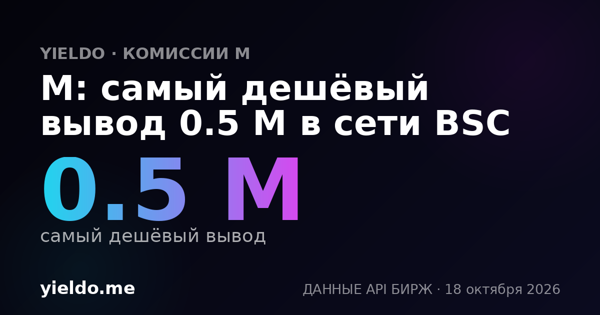 M: самый дешёвый вывод 0.5 M в сети BSC