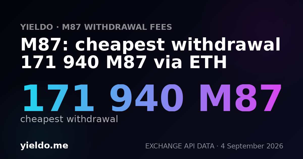 M87: cheapest withdrawal 171 940 M87 via ETH
