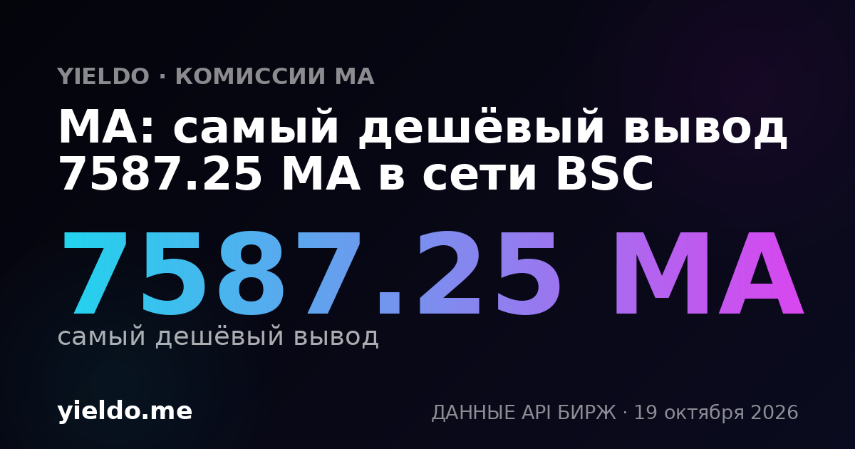 MA: самый дешёвый вывод 7587.25 MA в сети BSC
