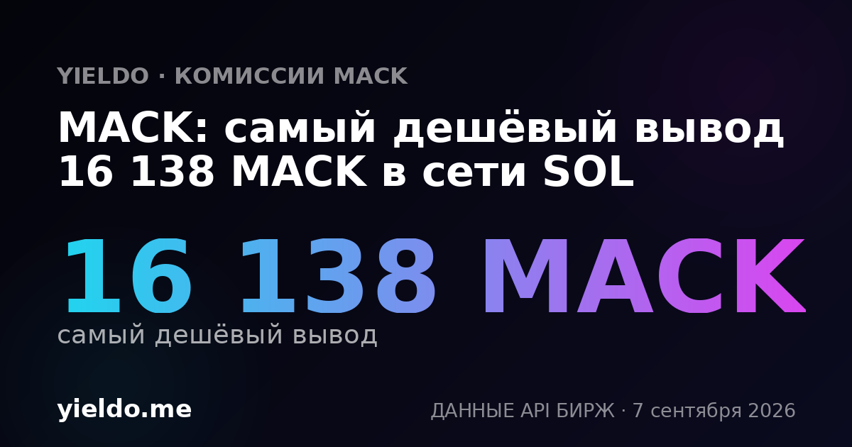 MACK: самый дешёвый вывод 16 138 MACK в сети SOL