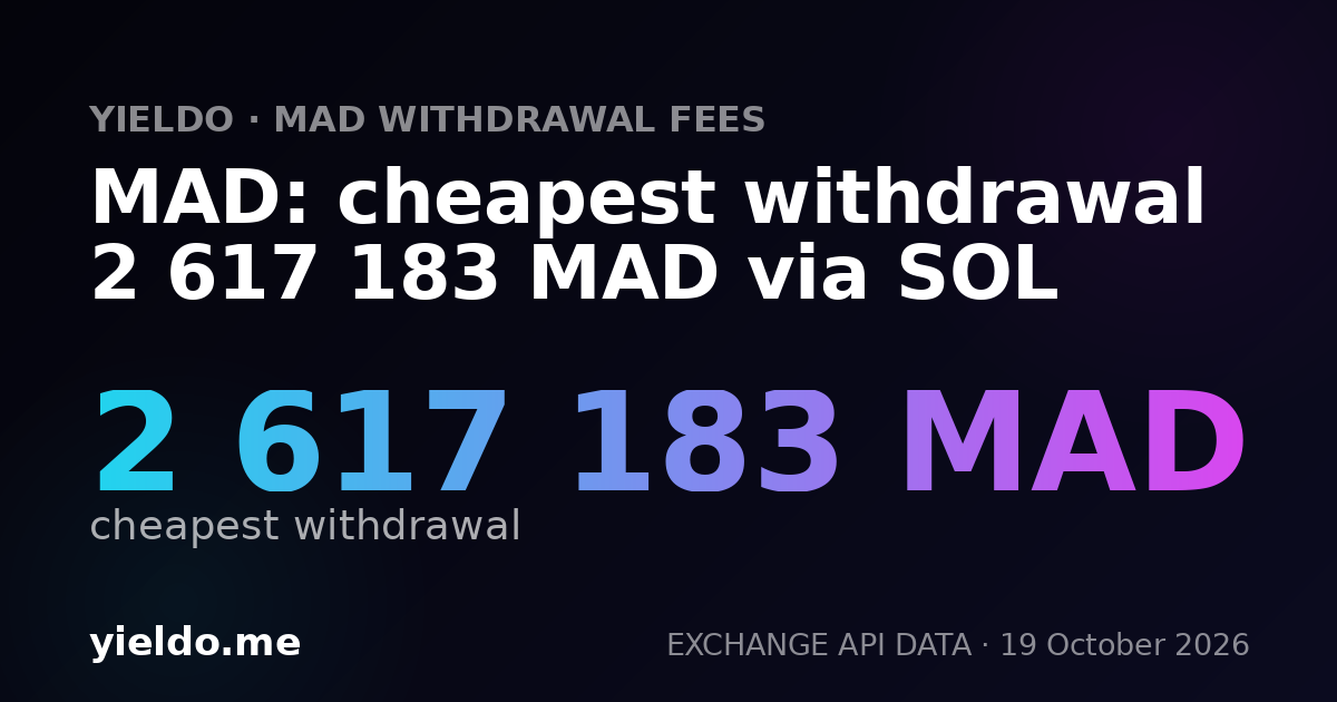MAD: cheapest withdrawal 2 617 183 MAD via SOL