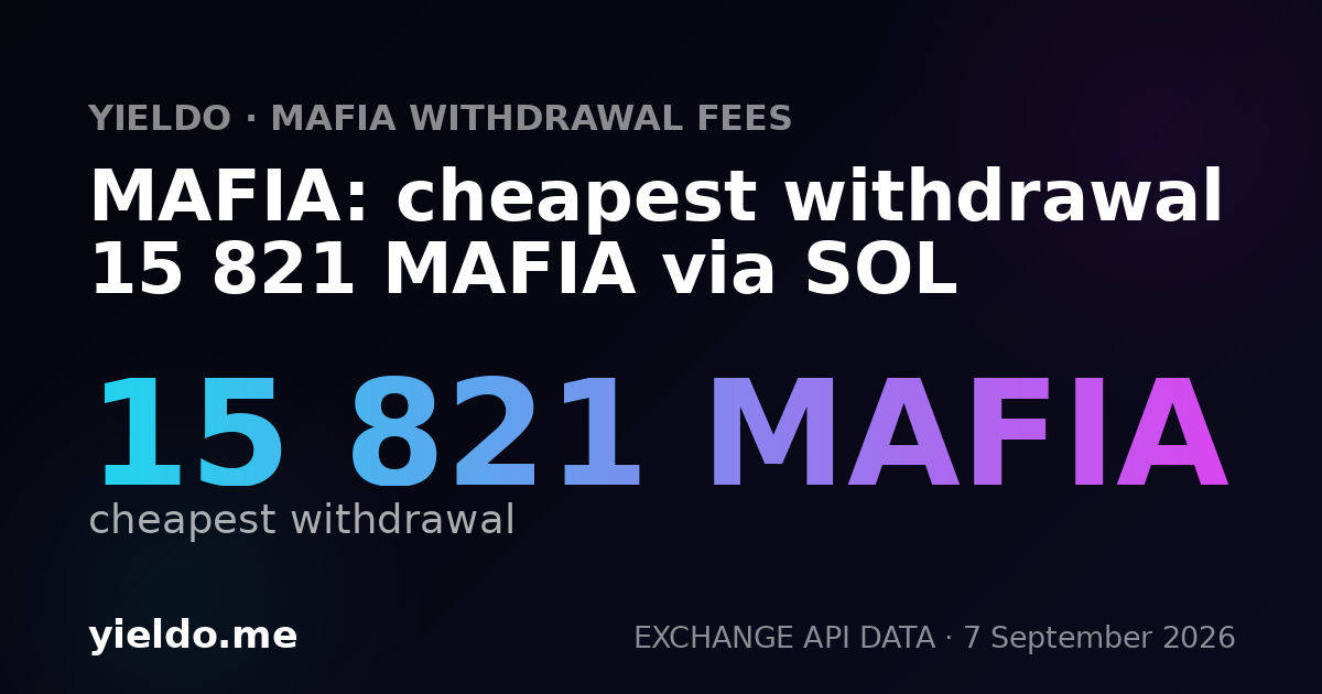 MAFIA: cheapest withdrawal 15 821 MAFIA via SOL
