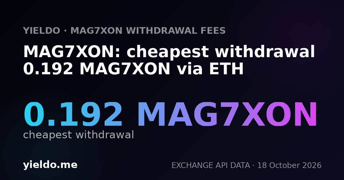 MAG7XON: cheapest withdrawal 0.192 MAG7XON via ETH