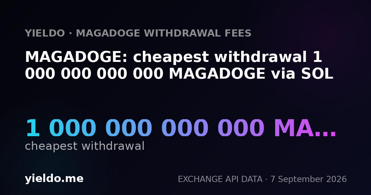 MAGADOGE: cheapest withdrawal 1 000 000 000 000 MAGADOGE via SOL
