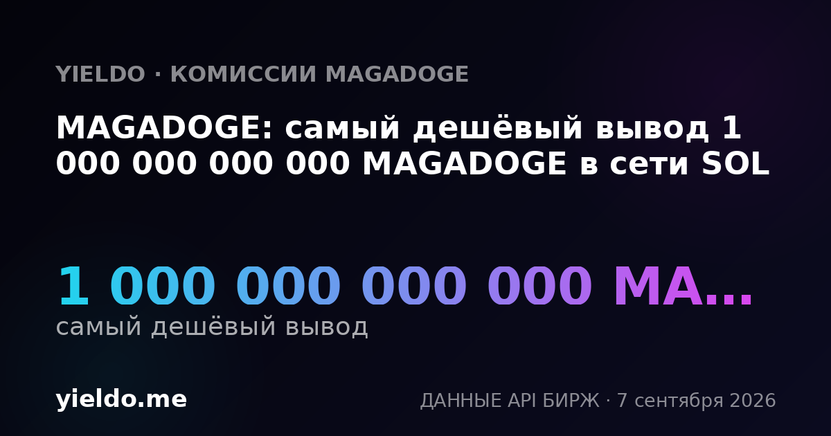 MAGADOGE: самый дешёвый вывод 1 000 000 000 000 MAGADOGE в сети SOL