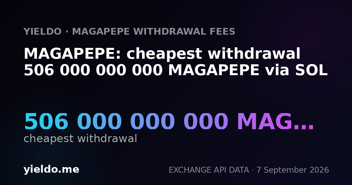 MAGAPEPE: cheapest withdrawal 506 000 000 000 MAGAPEPE via SOL