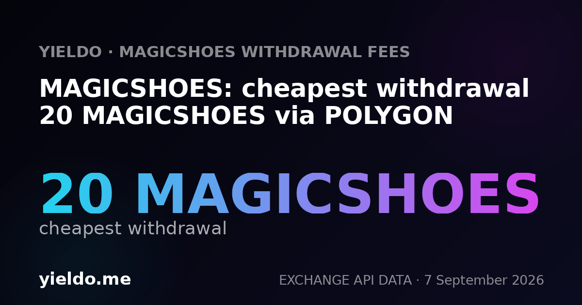 MAGICSHOES: cheapest withdrawal 20 MAGICSHOES via POLYGON