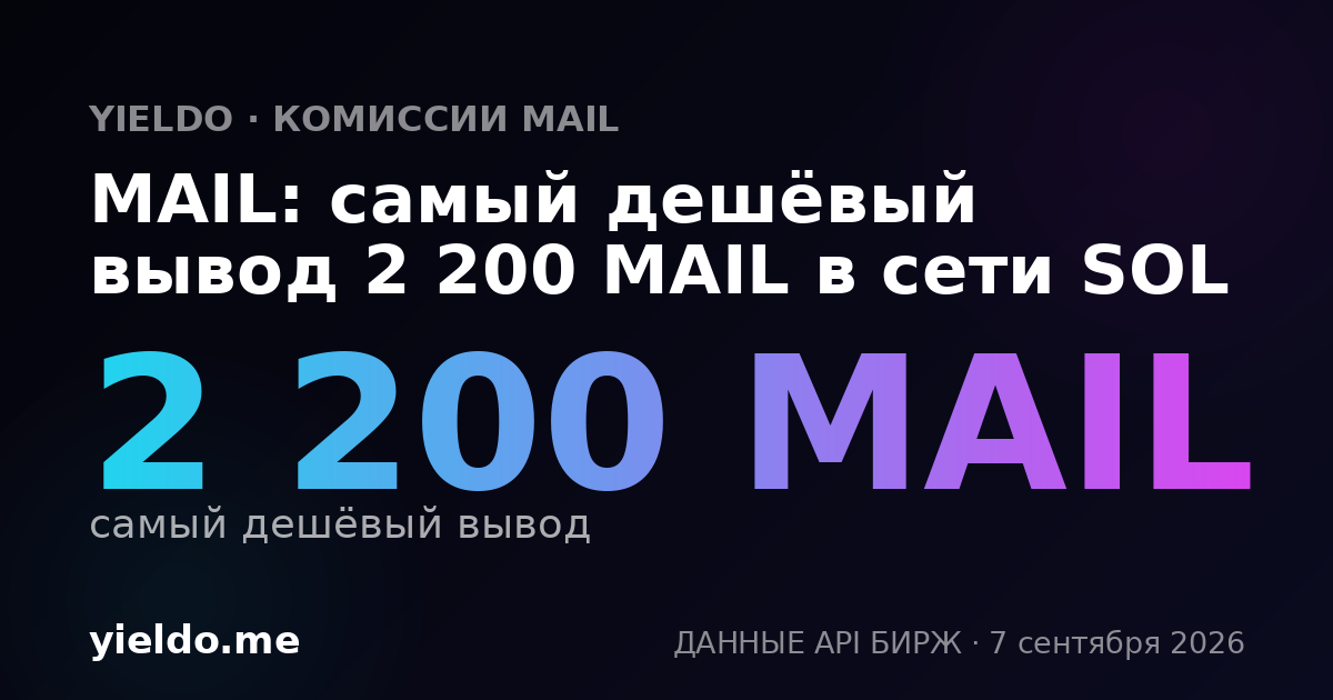 MAIL: самый дешёвый вывод 2 200 MAIL в сети SOL