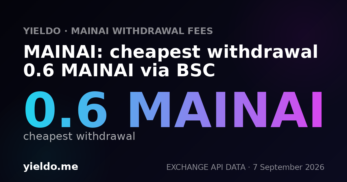 MAINAI: cheapest withdrawal 0.6 MAINAI via BSC