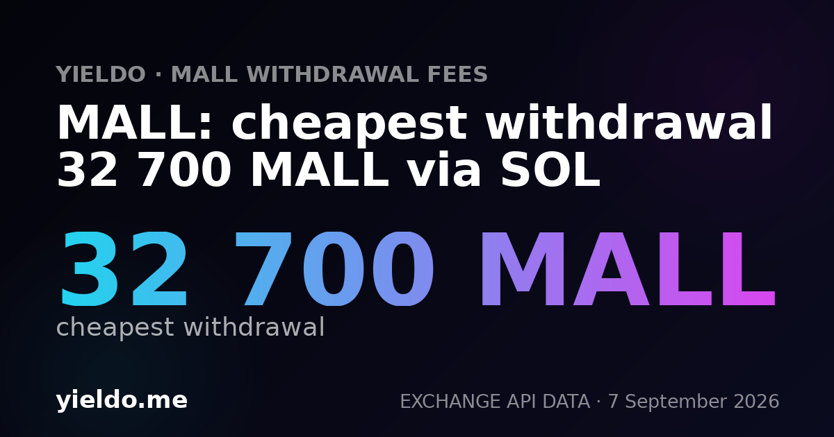 MALL: cheapest withdrawal 32 700 MALL via SOL