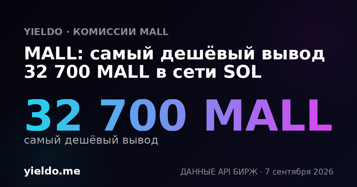 MALL: самый дешёвый вывод 32 700 MALL в сети SOL
