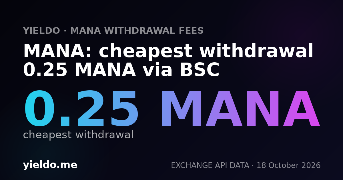 MANA: cheapest withdrawal 0.25 MANA via BSC