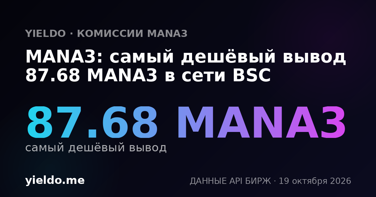 MANA3: самый дешёвый вывод 87.68 MANA3 в сети BSC