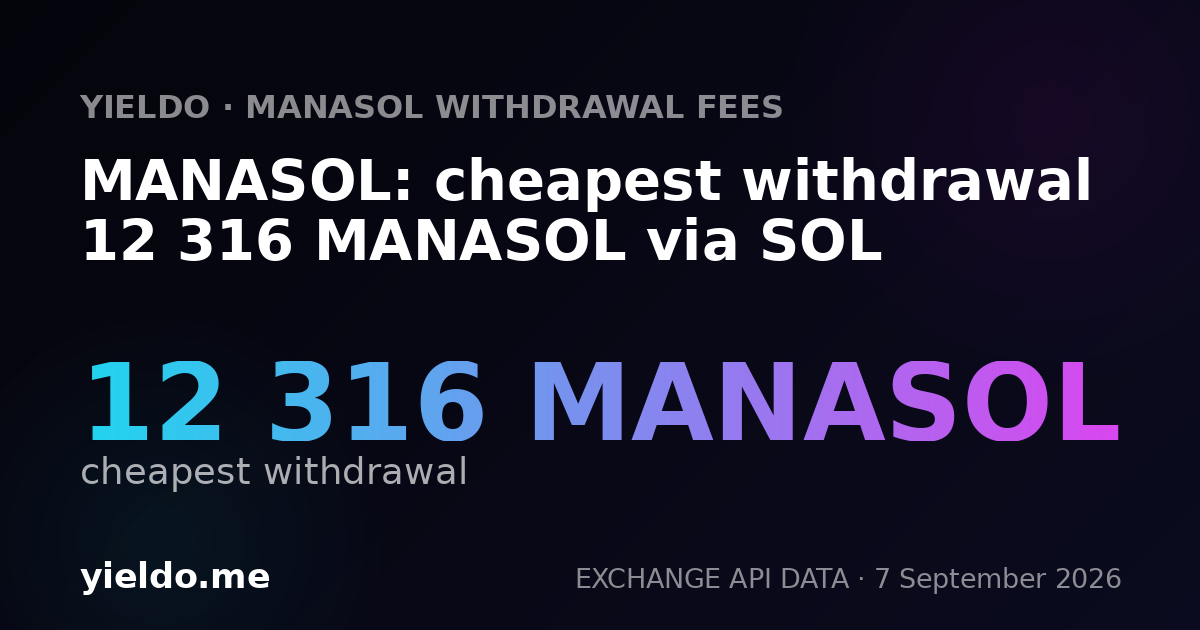 MANASOL: cheapest withdrawal 12 316 MANASOL via SOL