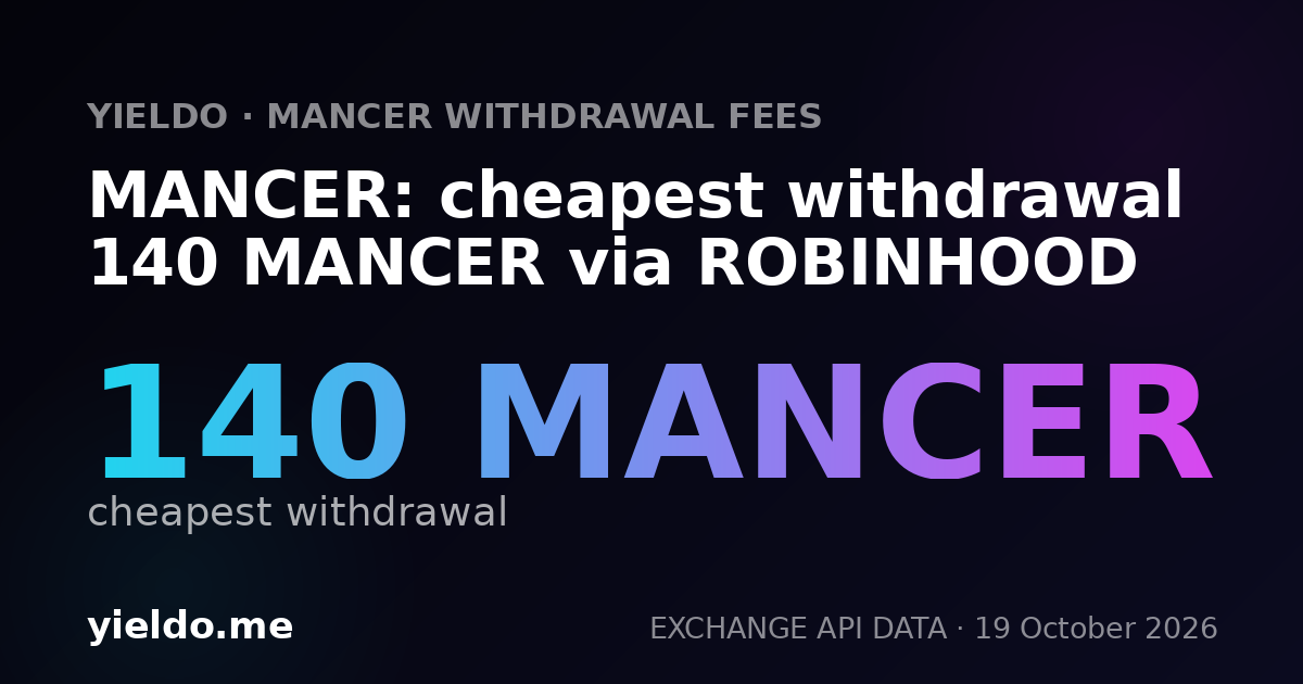 MANCER: cheapest withdrawal 140 MANCER via ROBINHOOD