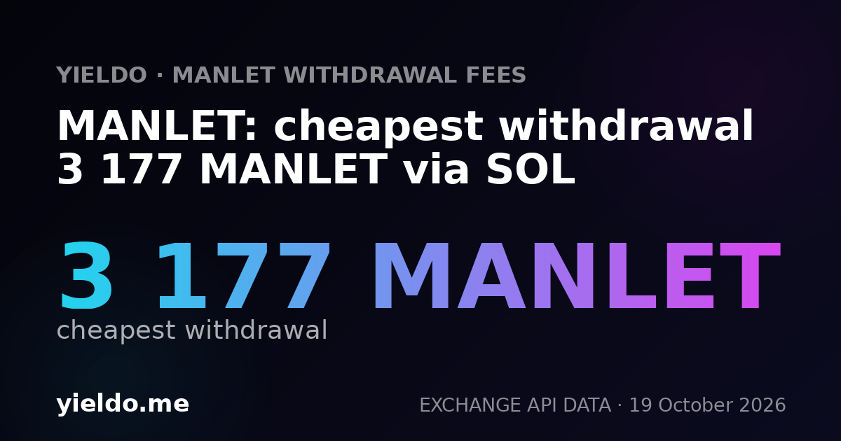 MANLET: cheapest withdrawal 3 177 MANLET via SOL
