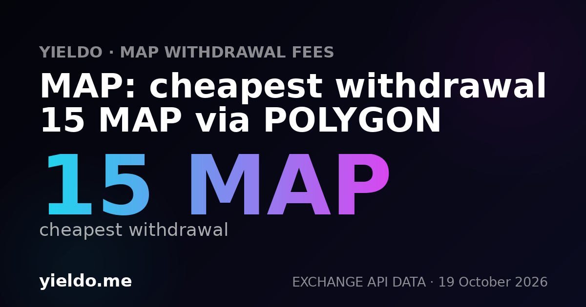MAP: cheapest withdrawal 15 MAP via POLYGON