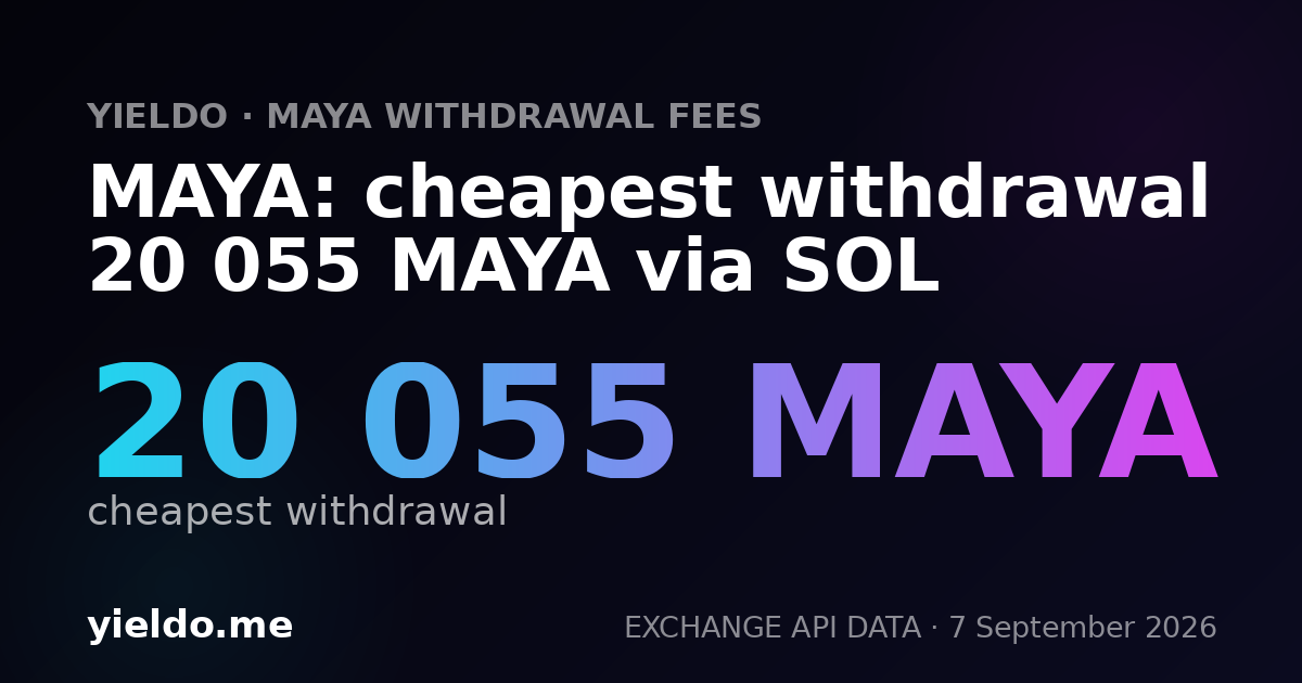 MAYA: cheapest withdrawal 20 055 MAYA via SOL