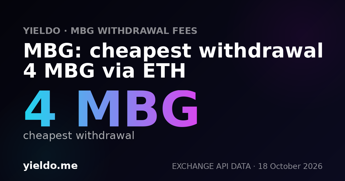 MBG: cheapest withdrawal 4 MBG via ETH