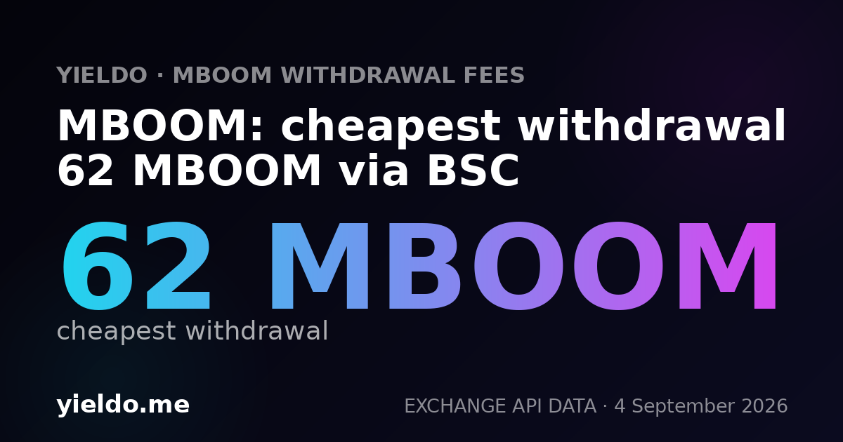MBOOM: cheapest withdrawal 62 MBOOM via BSC