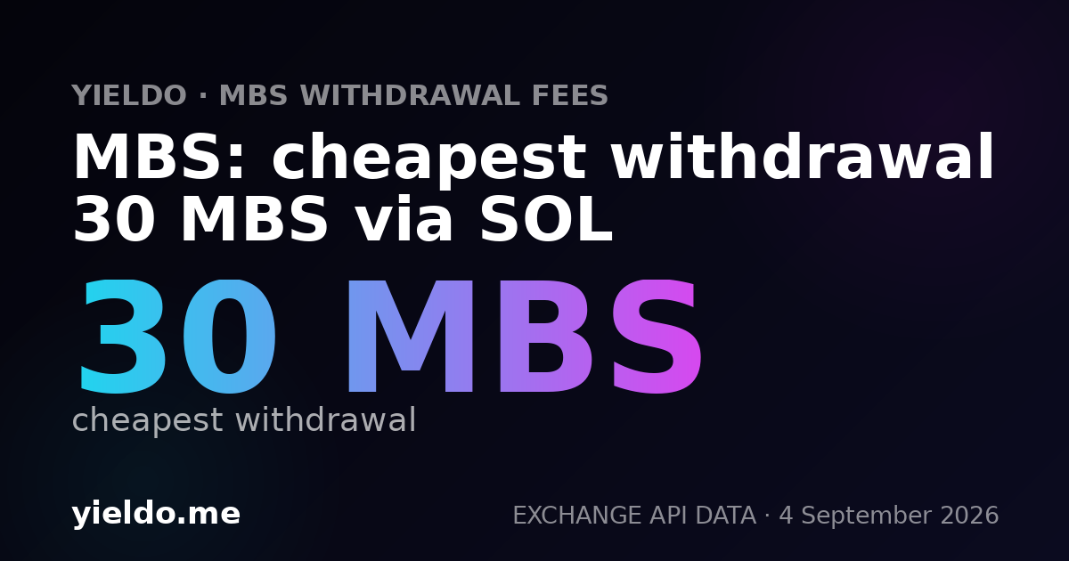 MBS: cheapest withdrawal 30 MBS via SOL
