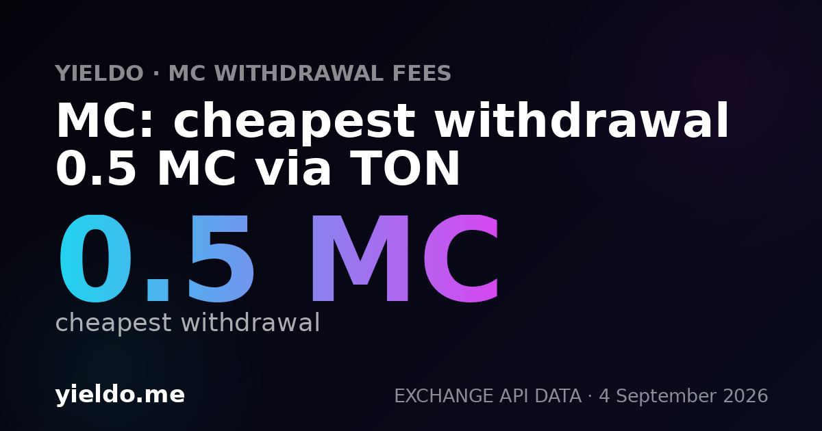 MC: cheapest withdrawal 0.5 MC via TON