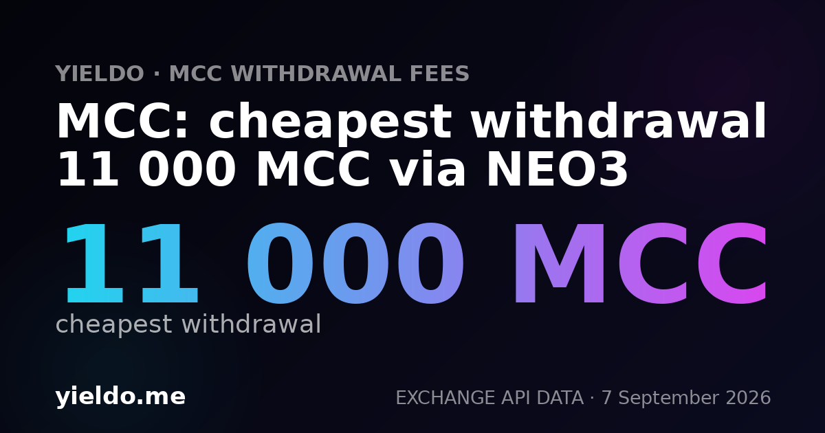 MCC: cheapest withdrawal 11 000 MCC via NEO3