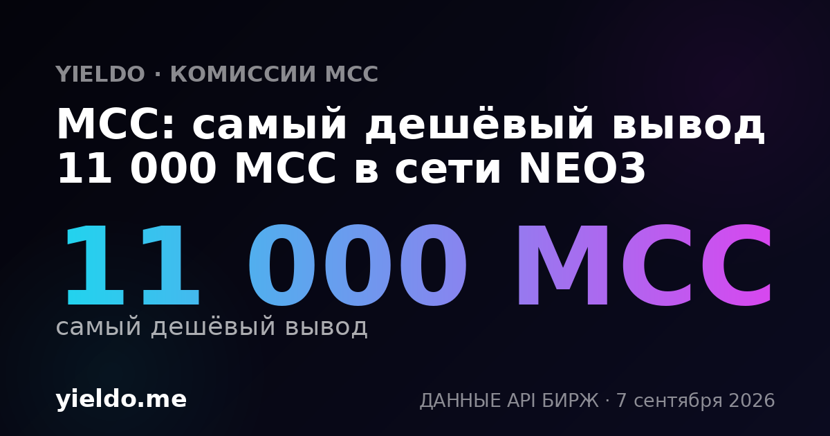 MCC: самый дешёвый вывод 11 000 MCC в сети NEO3