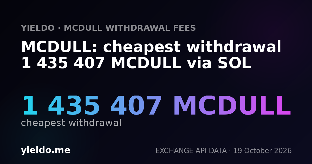 MCDULL: cheapest withdrawal 1 435 407 MCDULL via SOL